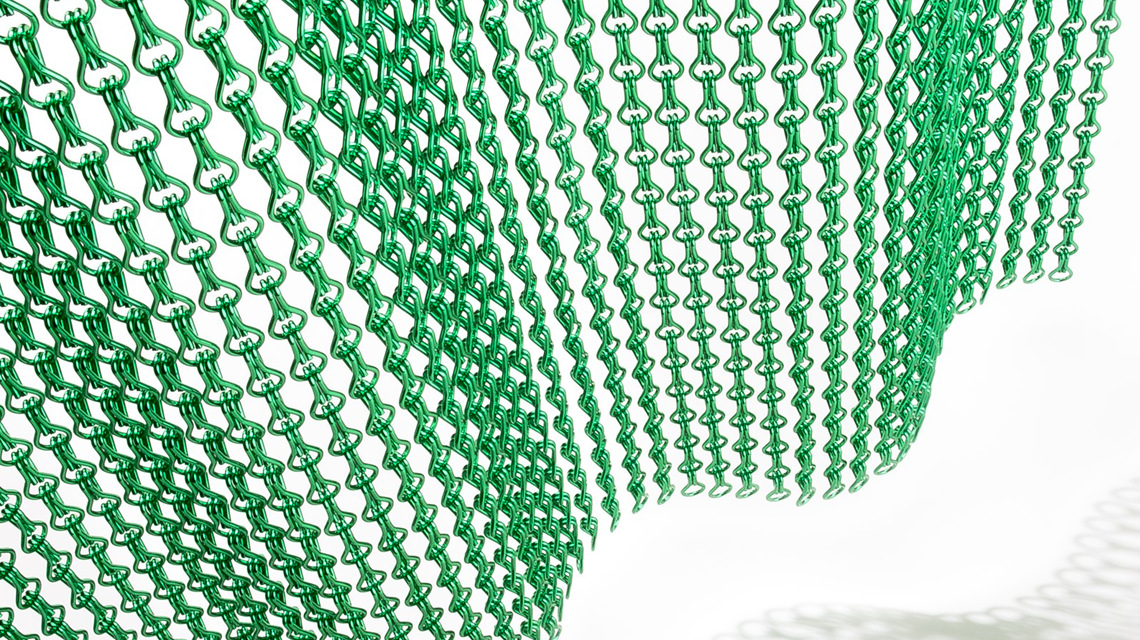 chaînes à maillons pour l'architecture et le design aluminium coloré vert www.maillemetaldesign.fr